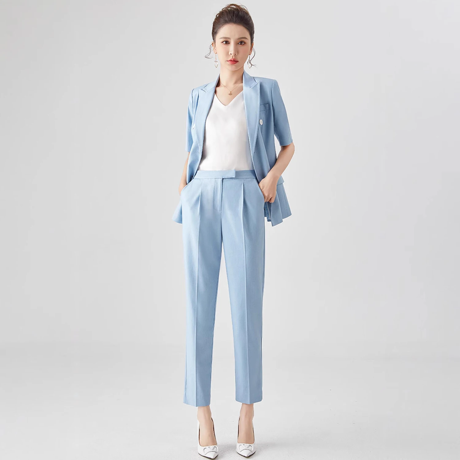 Allingentle Women's Suit Slim Fit Business Pantsuit 2 Piece Suit Blazer Outfit for Casual Office Customize