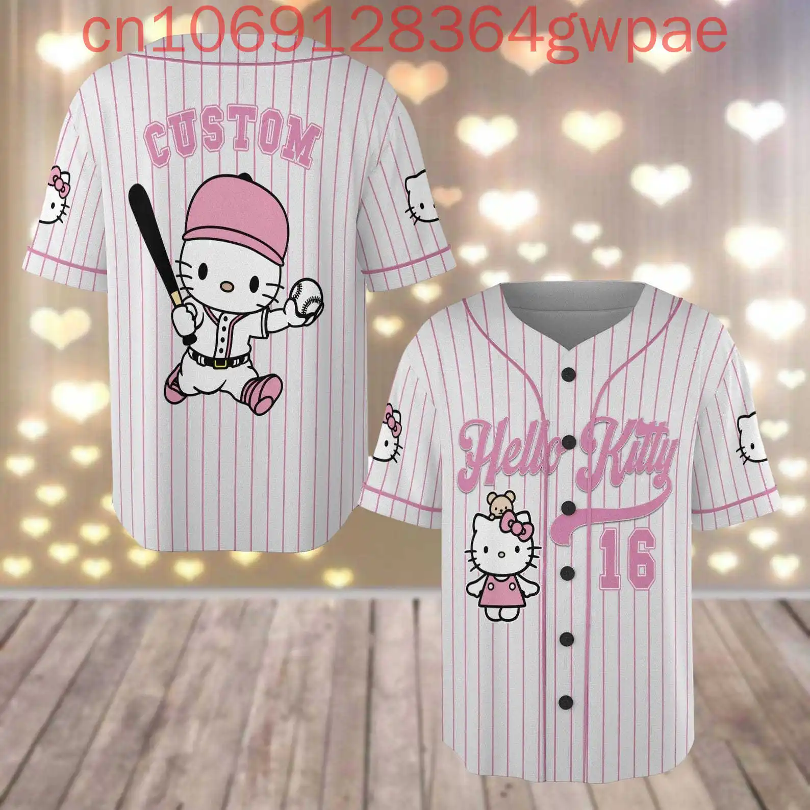 

Бейсбольная майка Hello Kitty на заказ, мужская и женская детская рубашка, топы, летние повседневные спортивные бейсбольные рубашки с короткими рукавами с героями мультфильмов