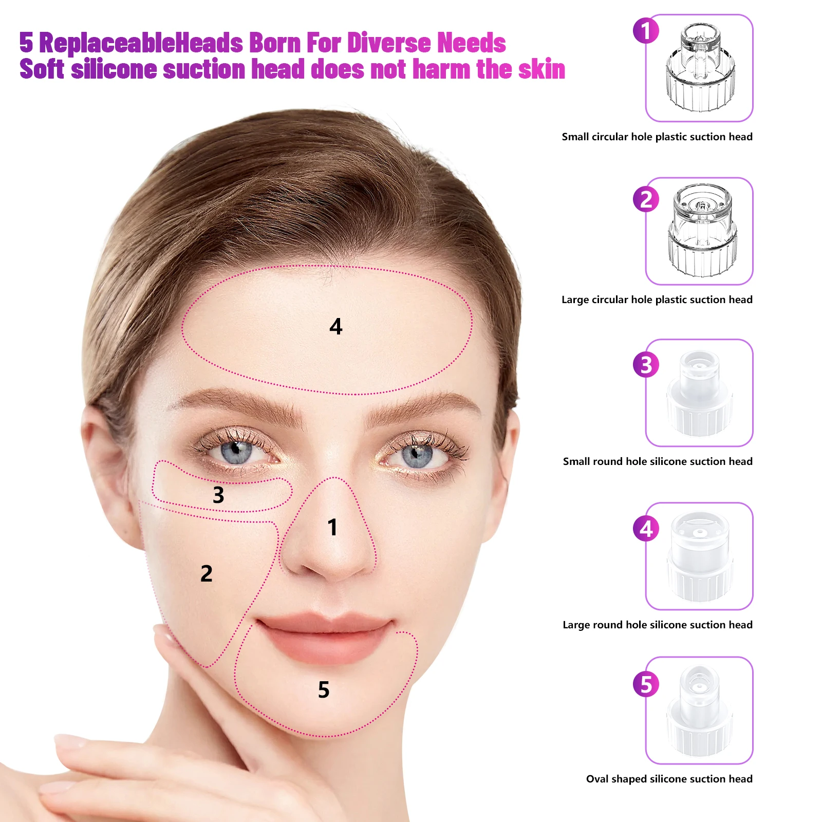 مكتبة ذكية رائجة البيع للاستخدام المنزلي باليد شفط المياه الكهربائية فراغ مزيل الرؤوس السوداء المسام شاشة الكريستال السائل 5 شفط s USB-C #5