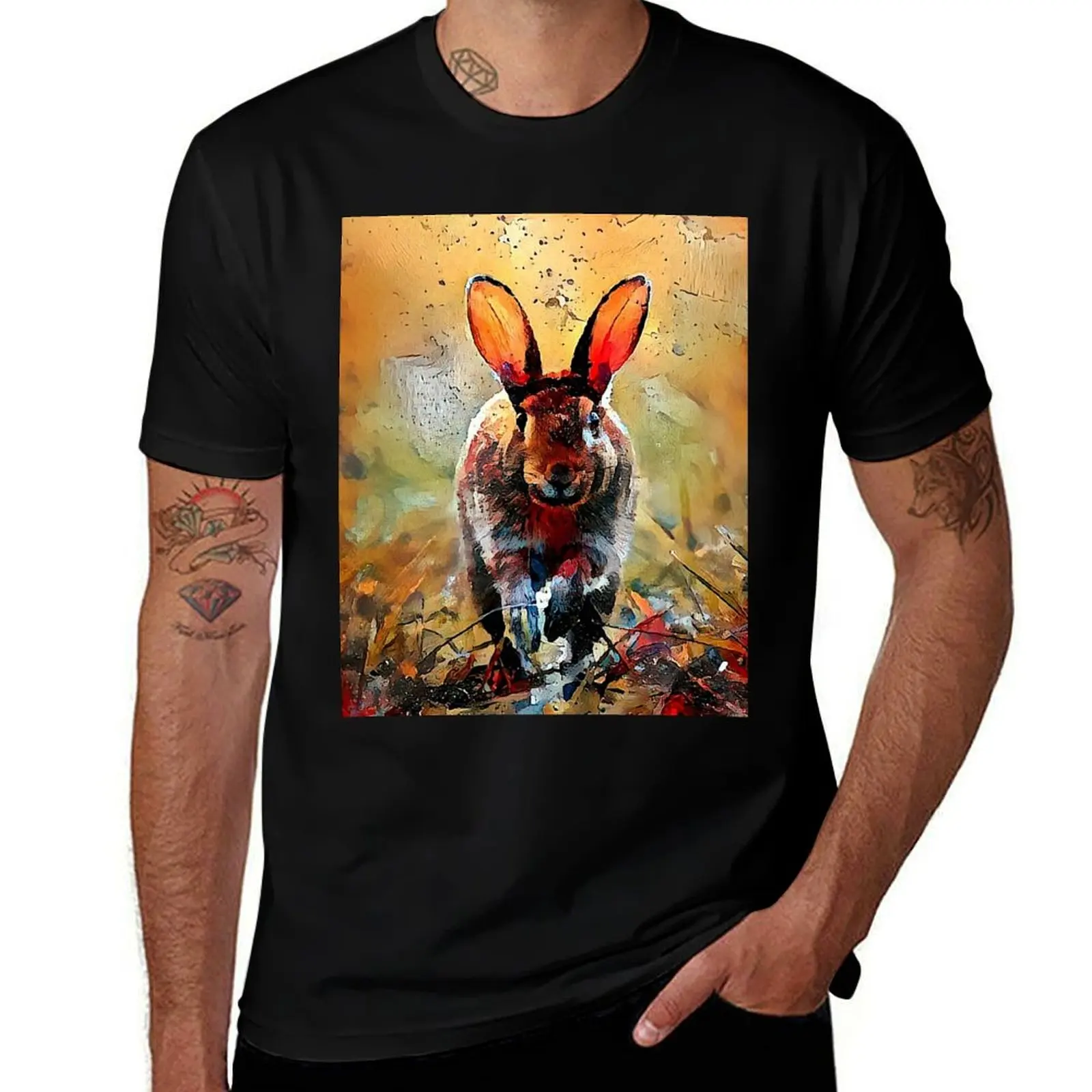 

humor Autumn dark t t shirt Bunny man shirts cotton Impressionistic Portrait plain of T-Shirt an funny tshirt 100%