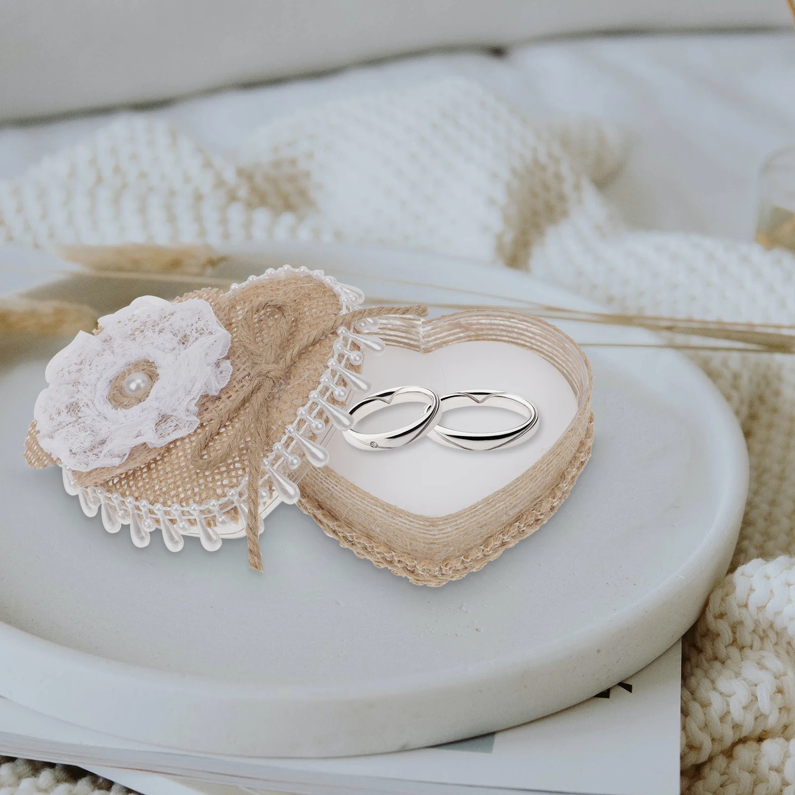 

Heart Shaped Ring Box Jewelry Storage Container Wedding Anniversary Valentine'S Day Gift Decorative Keepsake Box Earrings Rings
