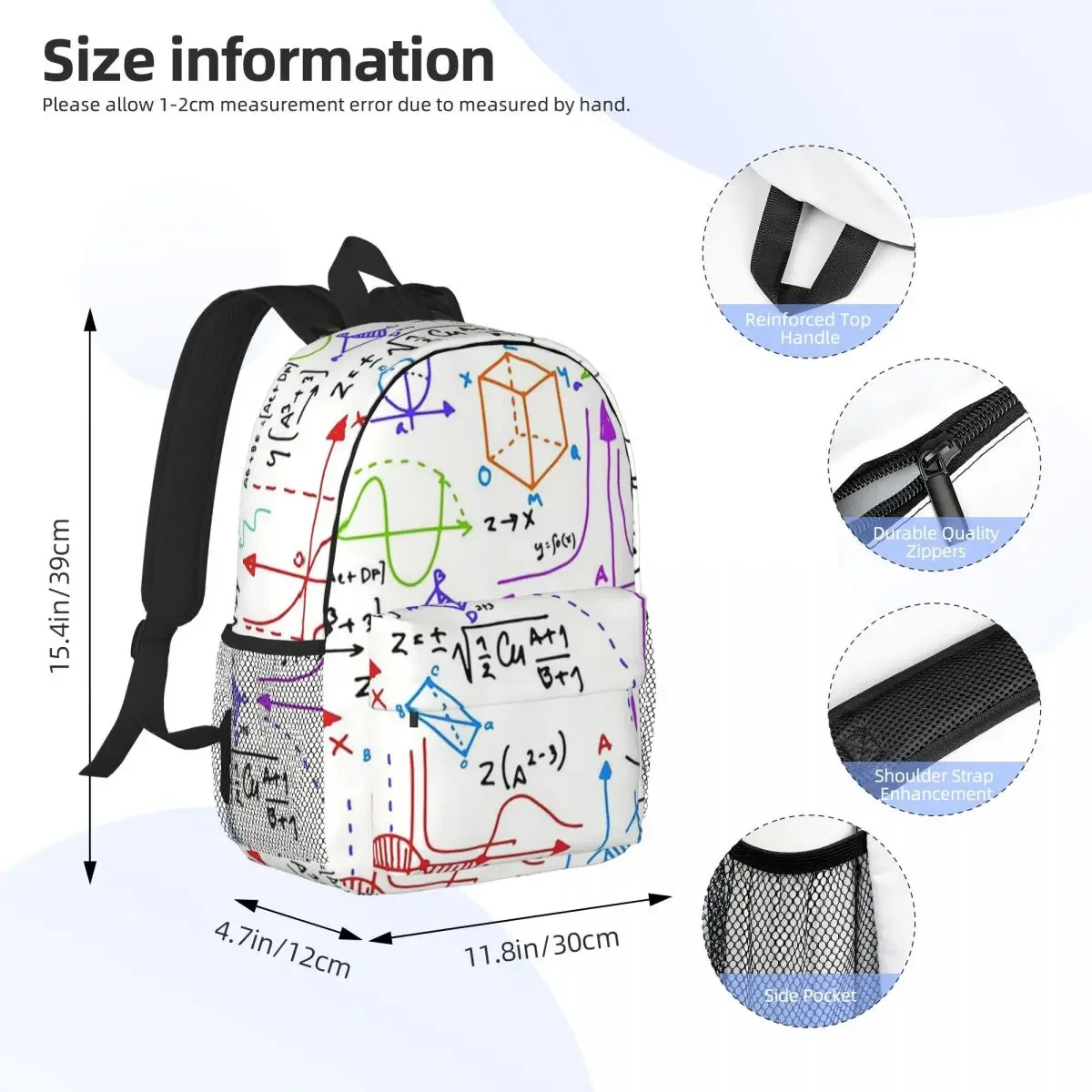 Amazing Mathematics Backpacks Boys Girls Bookbag Cartoon Children School Bags Laptop Rucksack Shoulder Bag Large Capacity