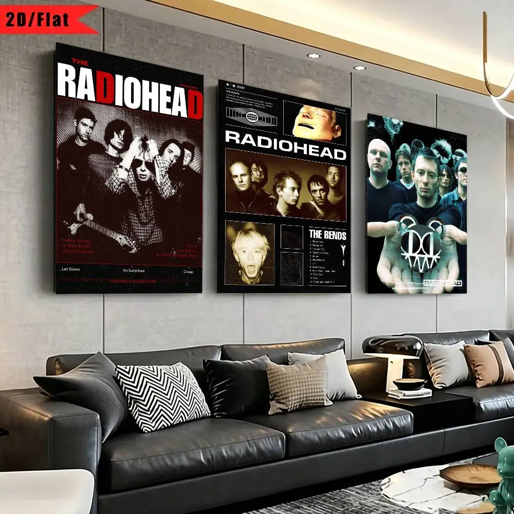 Vintage Rock Band Characters Radiohead Poster High Quality Dorm Living Room Aesthetic Wall Decoration Painting Stickers Gift