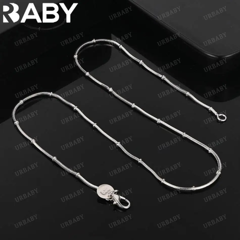 

URBABY 925 Sterling Silver 45-60cm Chain Necklace For Women Men Anniversary Gift Popular Wild Fashion Romantic Jewelry