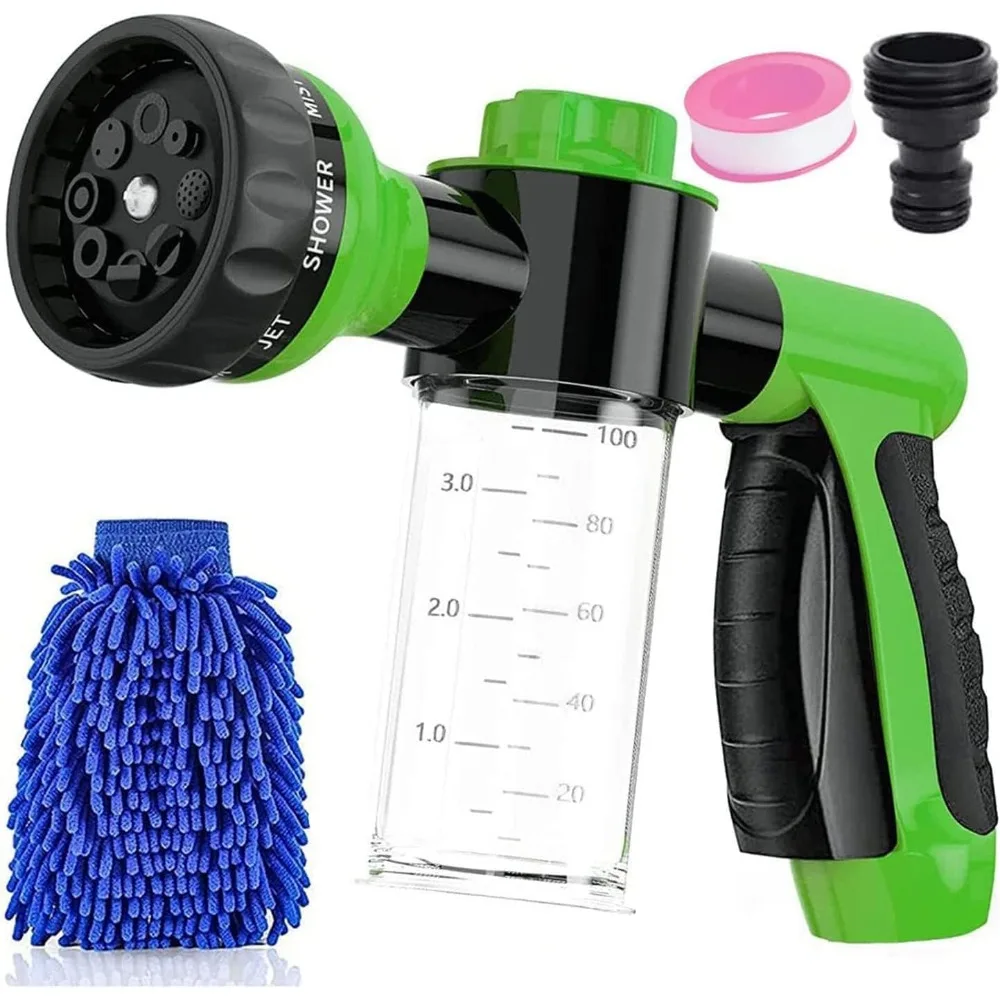 

Насадка для садового шланга Регулируемая насадка для распыления шланга высокого давления 8-уровневый поливочный узор с распылителем мыла 3,5 унции Мощность садового водяного шланга