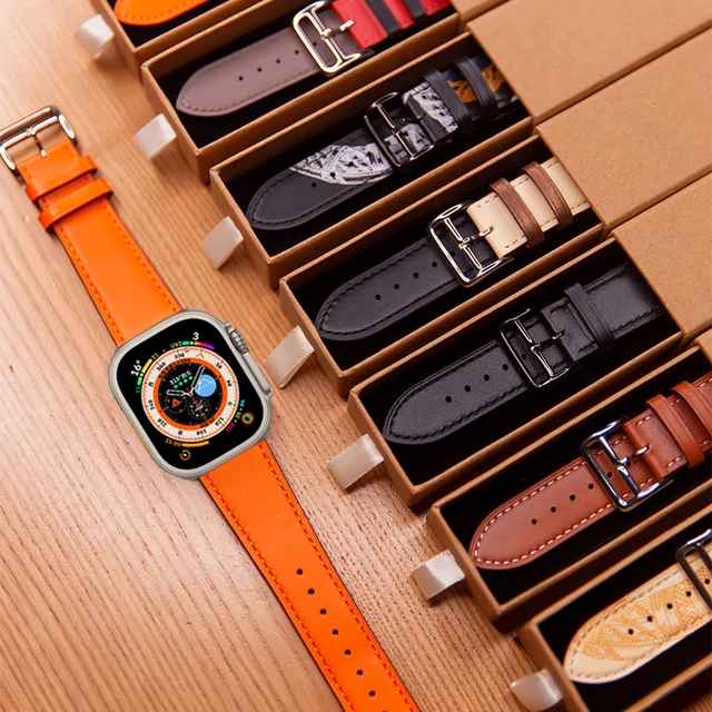 Single tour for Apple watch band 44mm 40mm 45mm 41mm 49mm 42mm Genuine Leather bracelet iWatch series 3 4 se 6 7 8 ultra 2 strap