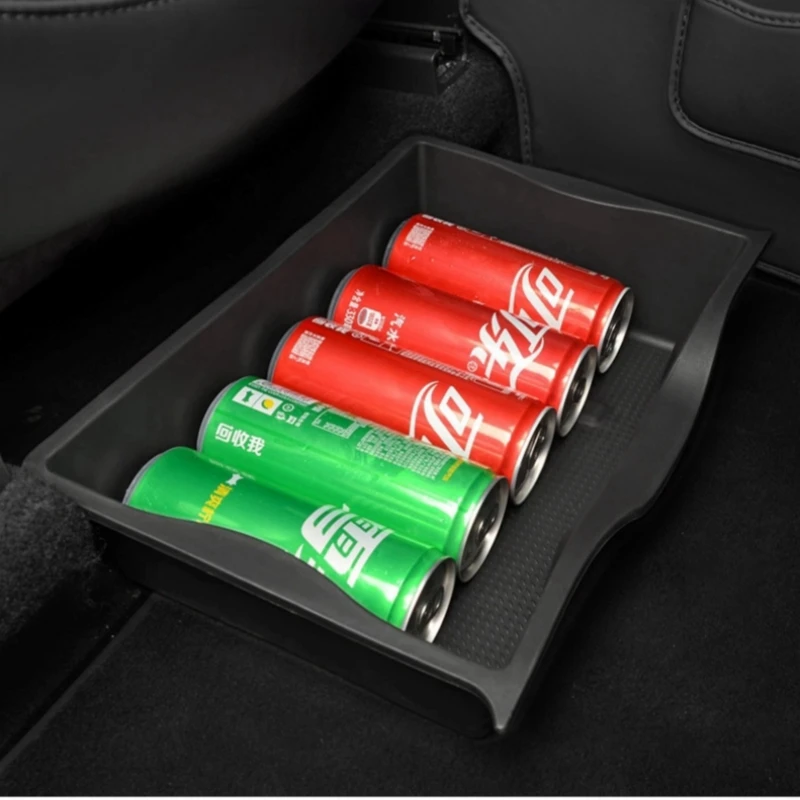 For Tesla Model Y Under Seat Storage Box Cross-border TPE Push Pull T-style Storage Box Storage Accessories