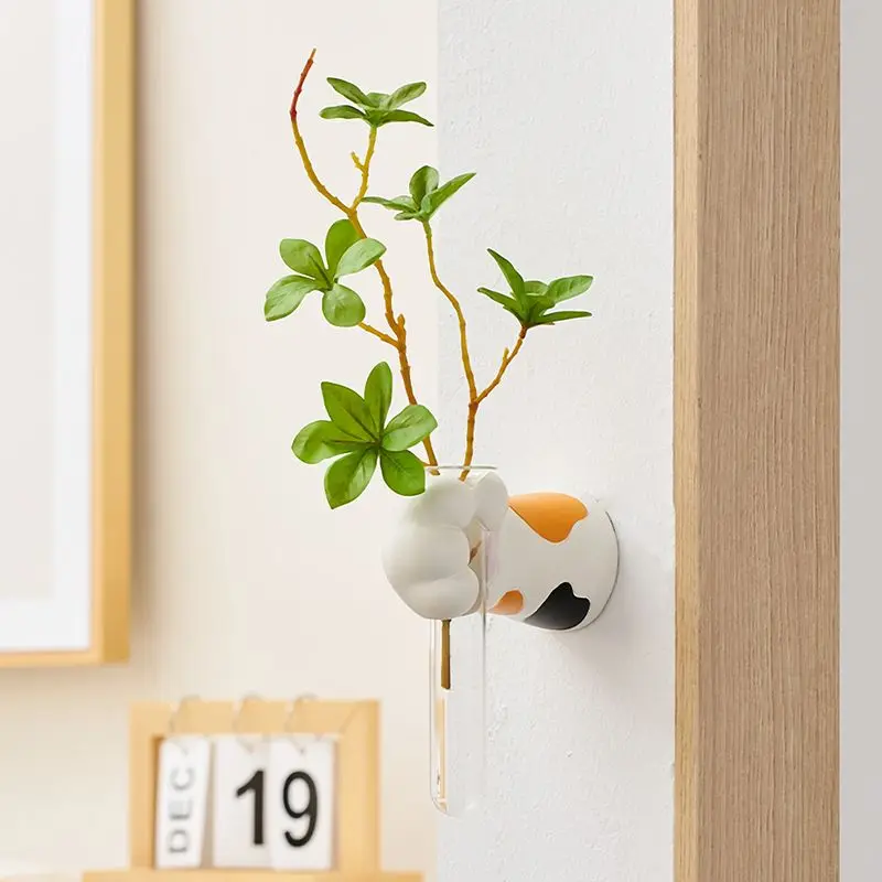 Creative Cat Claw Shape Hydroponic Vase Living Room Wall Hanging Flower Hallway Bedroom Wall Decor Home Decoration Accessories