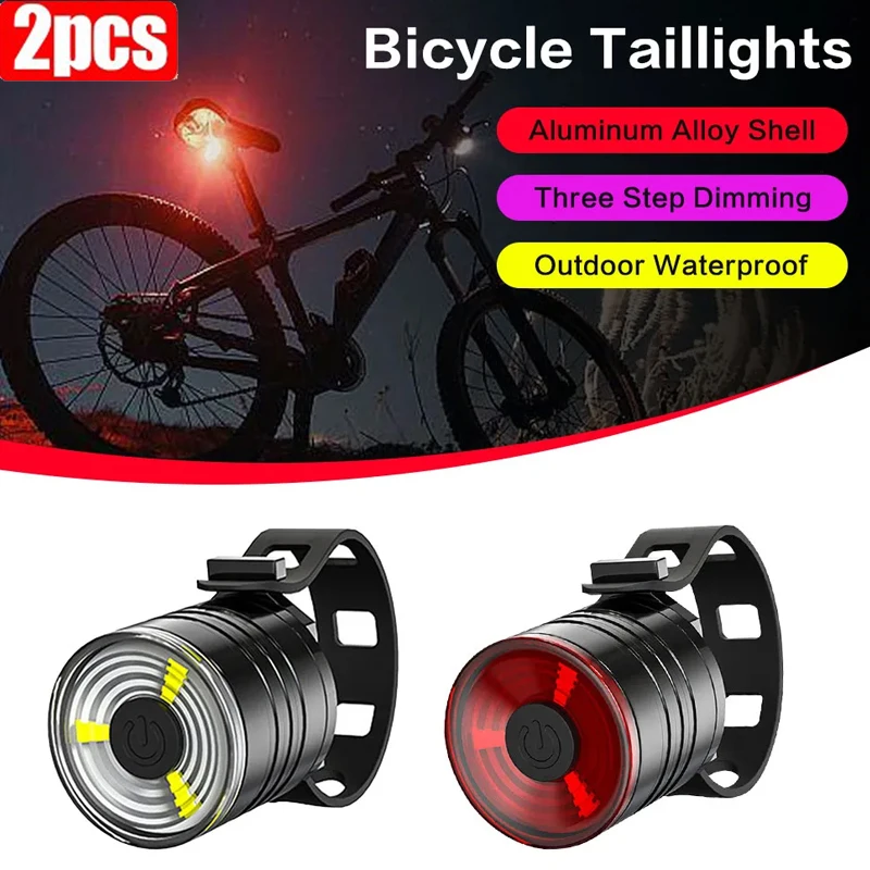 Bicycle Light Multi Lighting Modes Brake Bike Tail Lamp Waterproof LED Night Riding Warning Light With Aluminum Alloy Head