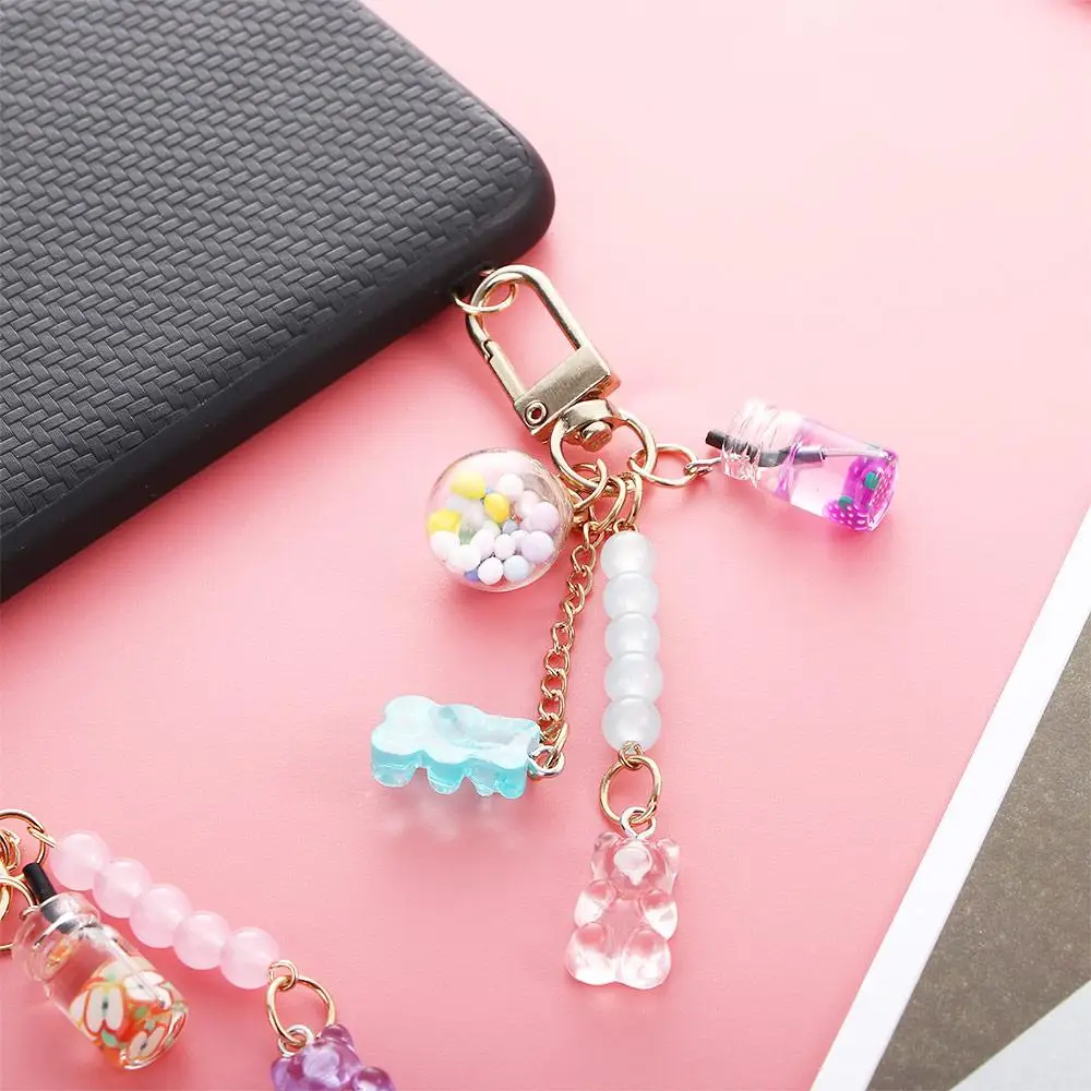 Cute Men Floating Fruit Candy Women Acrylic Bear Key Chain Fashion Accessories Keyholder Key Ring