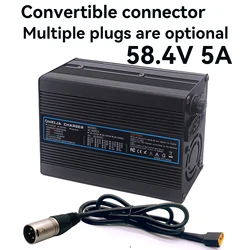 58.4V 5A Lifepo4 charger quick aluminum shell suitable 51.2V 16S & Interchangeable Connector Fast stabilization with cooling fan