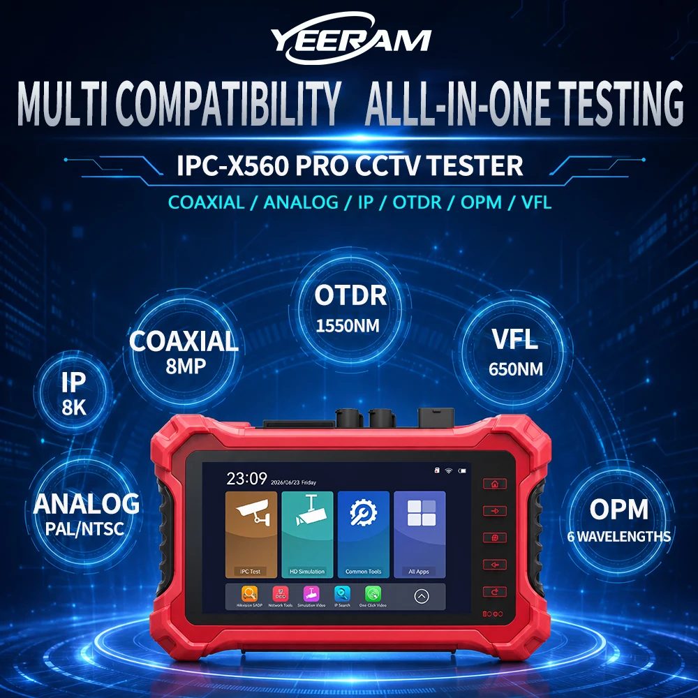 Dual Wavelength 1550nm OTDR Fiber Optic Tester with OPM VFL CCTV Support Analog HD & 8MP TVI CVI AHD 8K IP Camera Test