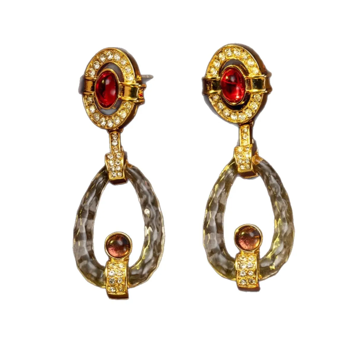 أقراط كلاسيكية متعددة الاستخدامات من الزجاج المتعثر مع أقراط الماس #5