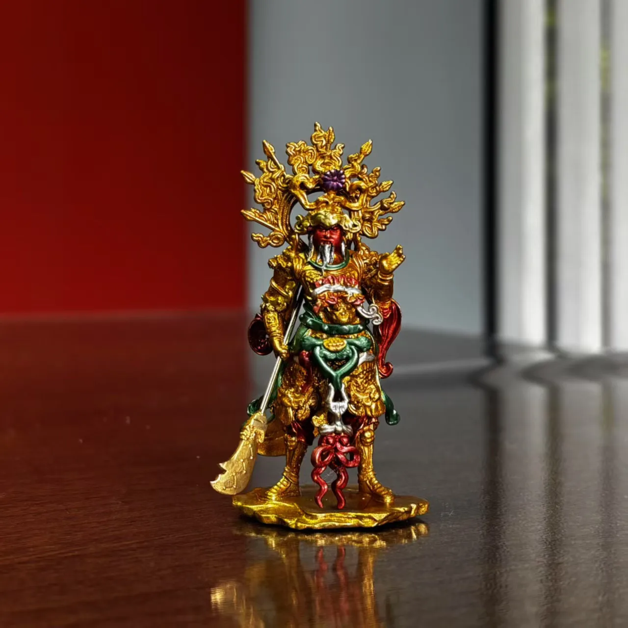 Chongning Zhenjun Buddha Temple Guan Gong Statue Pure Solid Glaze and Colours Hand Painted Car Office Desk Small Ornaments