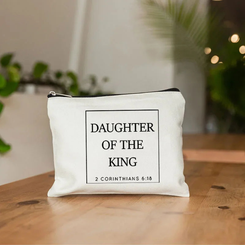 Daughter of The King Art Fonts Pattern Zipper Cosmetic Cases Pencil Cases for Girls Gift for Daughter Travel Toiletry Bag Wallet