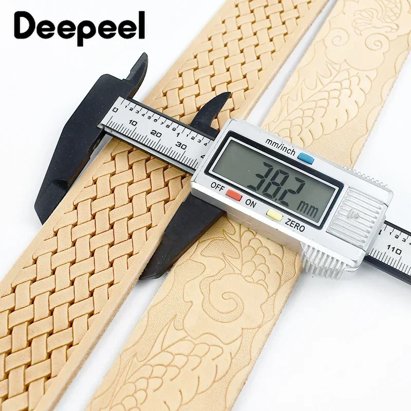 1Pc Deepeel 3.8cm*110/120cm Men\'s First Layer Cowskin Embossed Belt Pin Buckle Band DIY Handmade Crafts Leather Accessories