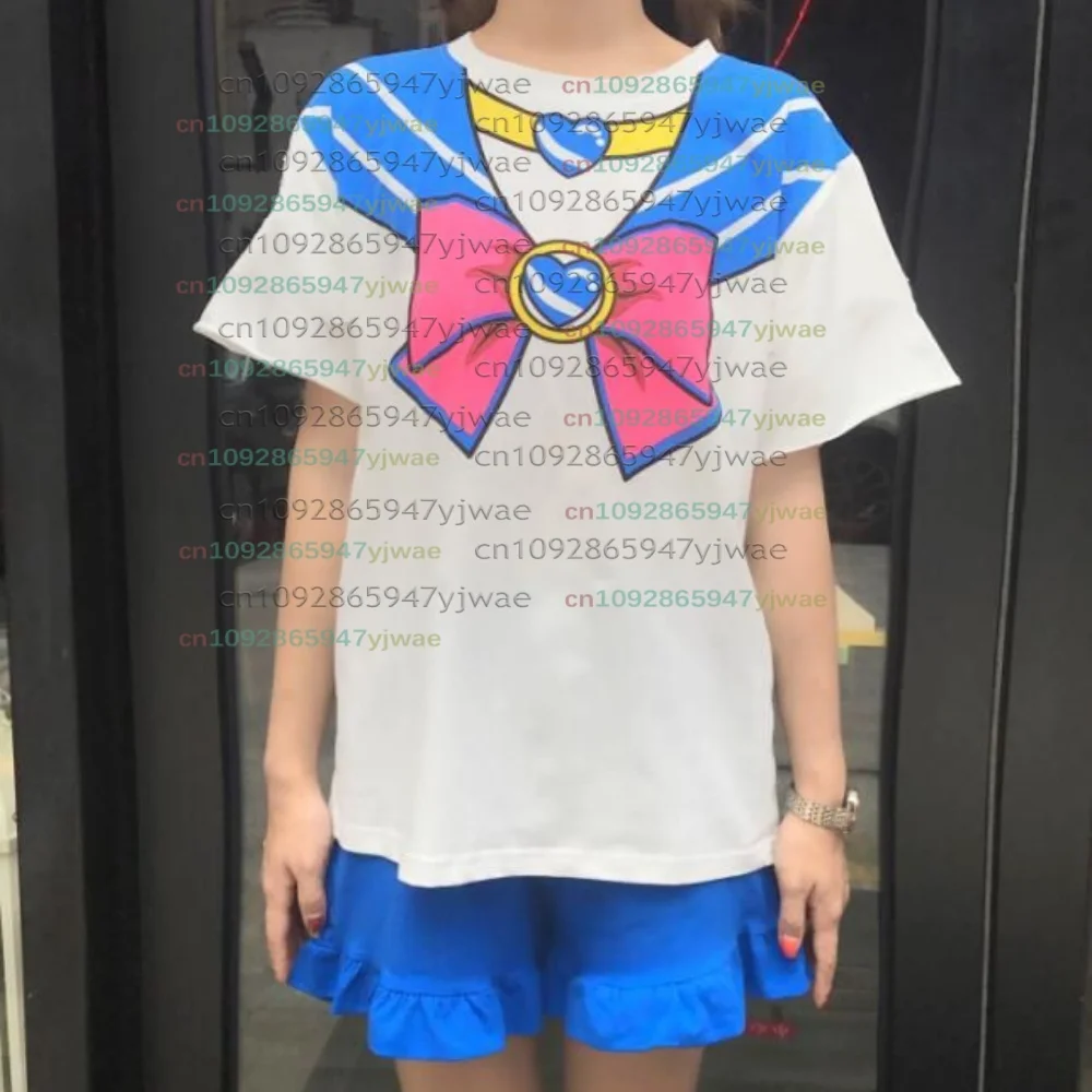 

2026 Sailor Moon Anime Men's Women's T-shirt Casual Short Sleeve Tops Cartoon Print New Summer Kid Cosplay T-shirt Tops