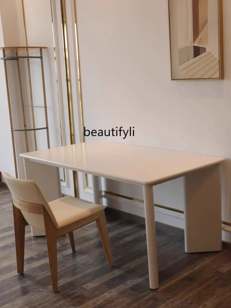 xzNordic Solid Wood White Dining Table Minimalist Designer Desk Living Room Long Table Modern Workbench Creative Conference Tabl