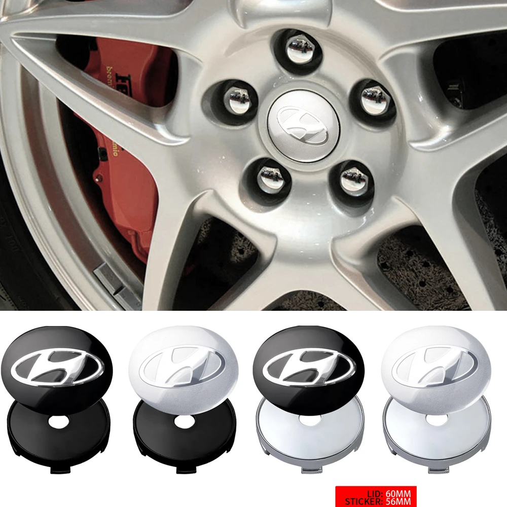 4PCS 56/60MM Car Wheel Center Cap Hub Covers Badge Hubcap Stickers For Hyundai I10 I20 I30 I40 IX20 IX35 Tucson Auto Accessories