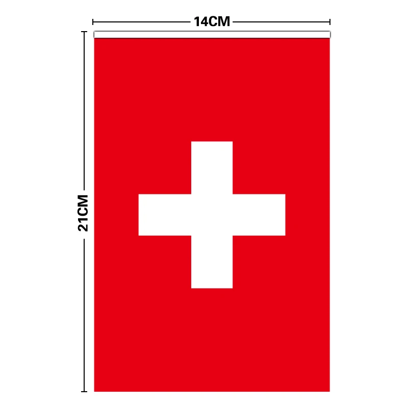 EOODLOVE Swiss Small Size Flag 14x21cm Size 20 pieces High Quality Polyester Indoor and Outdoor Swiss Decorative Flags