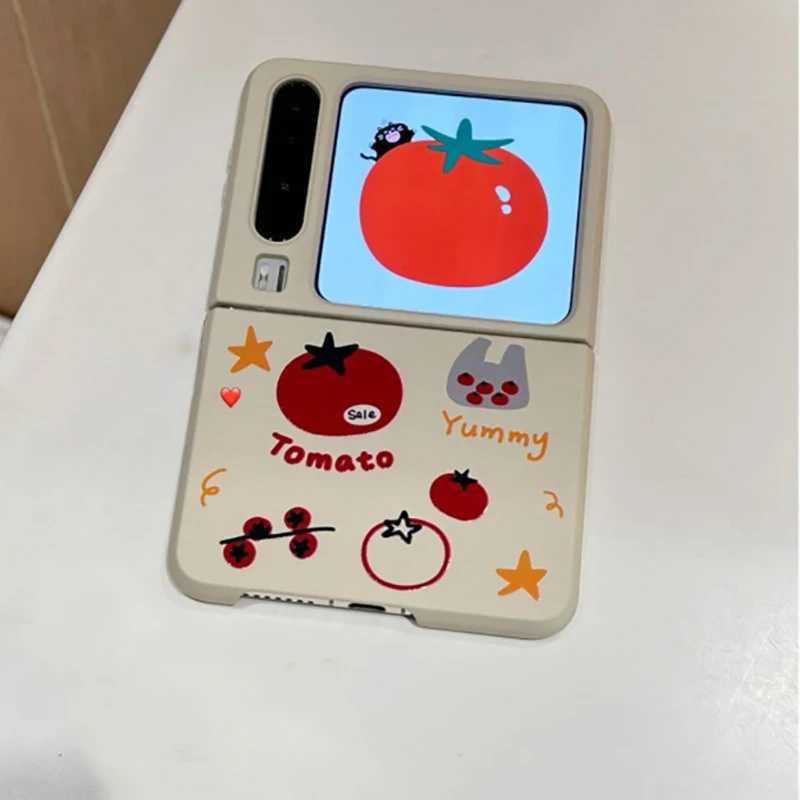 for oppo n3 flip case cute tomato flip case for OPPO Find N2 Flip / OPPO Find N3 Flip phone case with stand kawaii cases