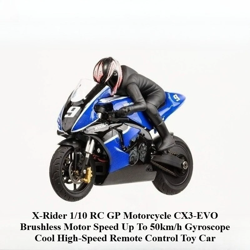 X-Rider 1/10 RC GP Motorcycle CX3-EVO Brushless Motor Speed ​​Up To 50km/h Gyroscope Cool High-Speed ​​Remote Control Toy Car
