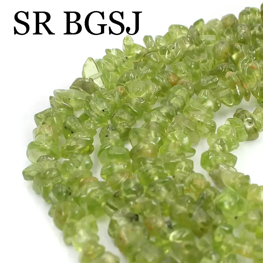 3-5mm  Freeform Peridot Chips DIY Natural Green Stone Jewelry Spacer Long Strand Beads 34