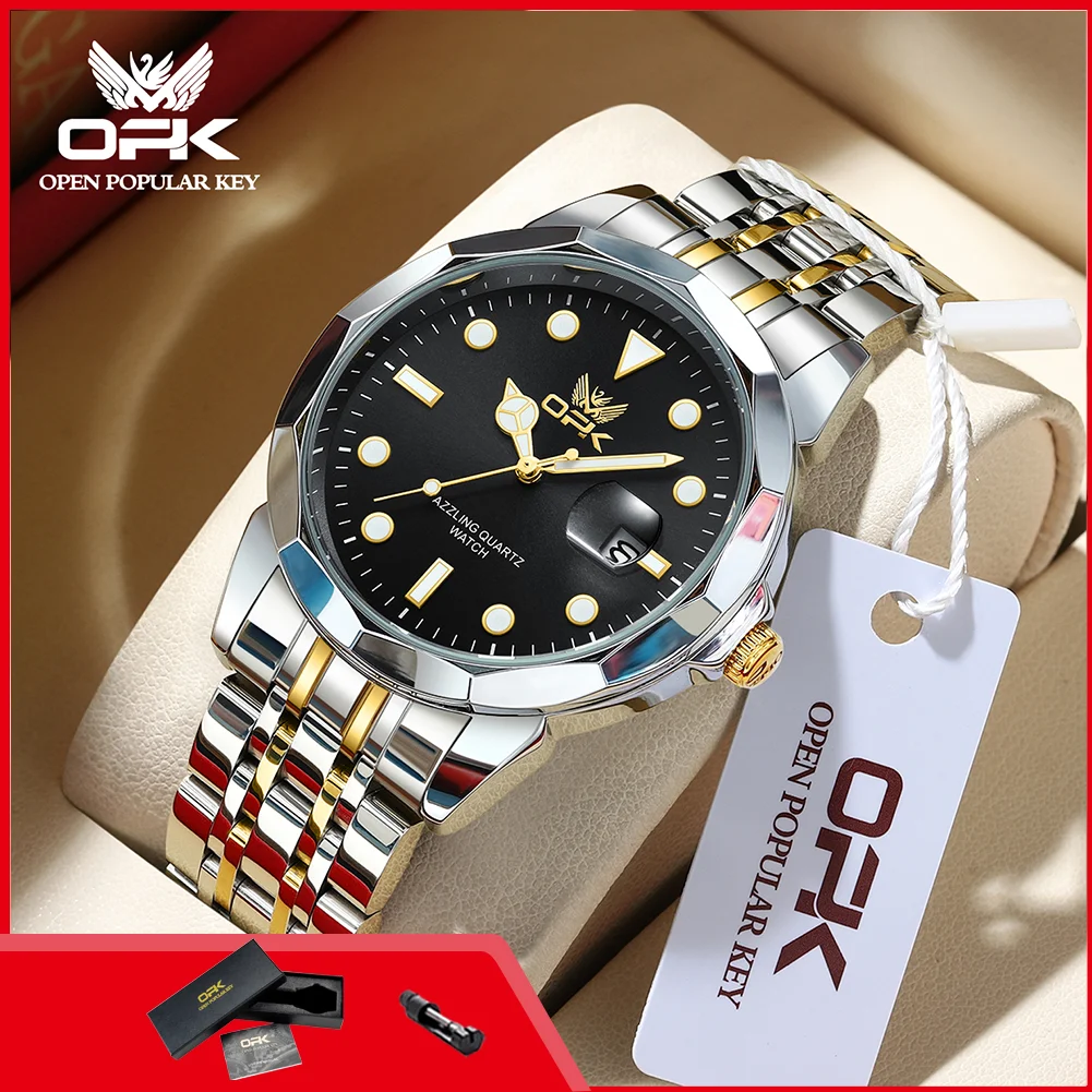 

OPK 8170 Brand Men's Watches Business Dress Wristwatch for Man 30M Waterproof Stainless Steel Luminous Luxury Men Quartz Watch