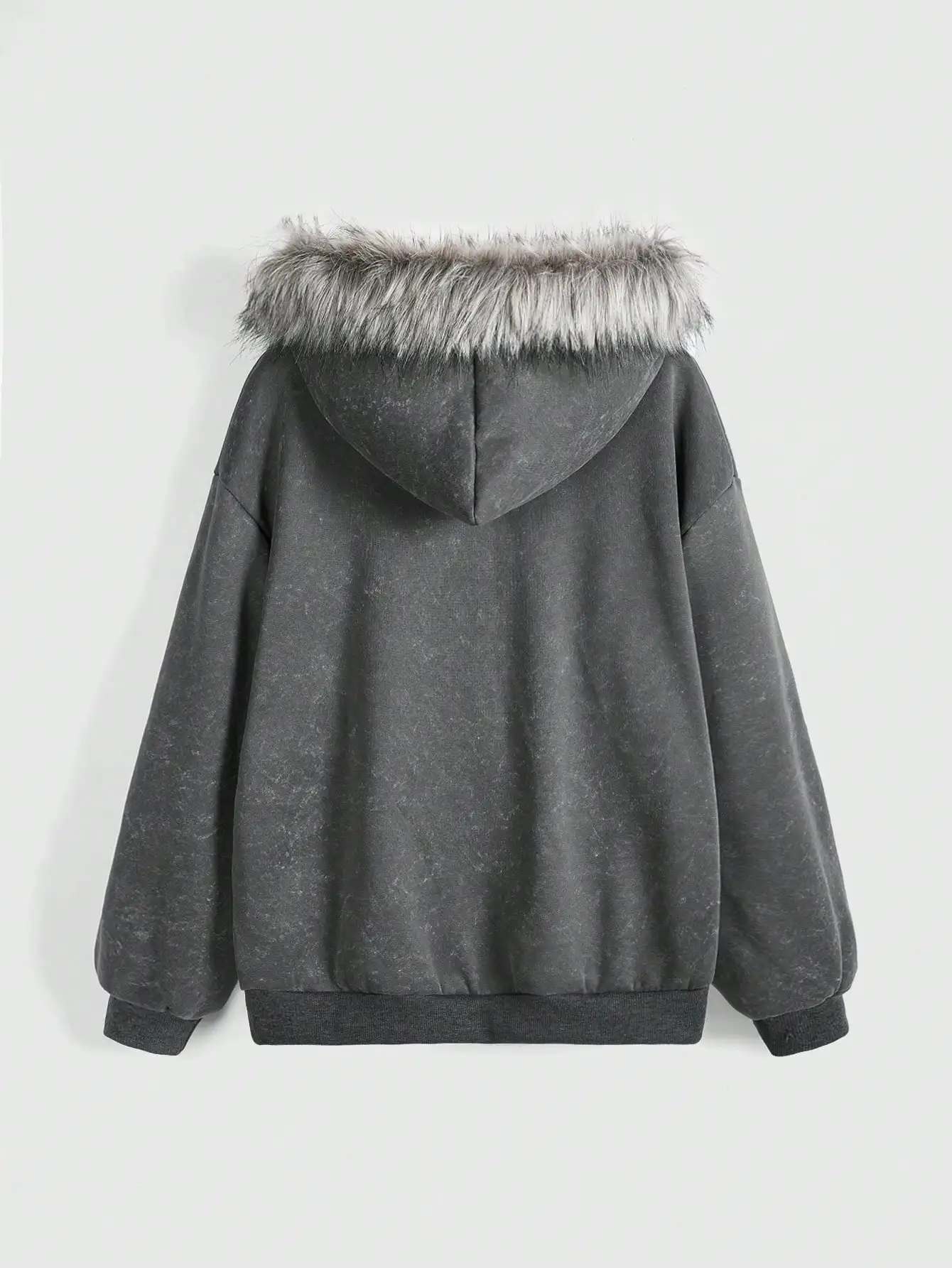 Sudadera con capucha gótica de ala y diamantes de imitación cruzados con capucha de piel sintética, sudadera cálida con cremallera de invierno para mujer