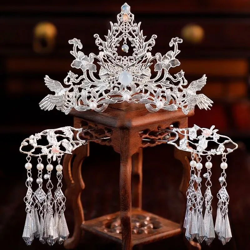 

Женские головные уборы с цветами феникса и бахромой, китайские головные украшения