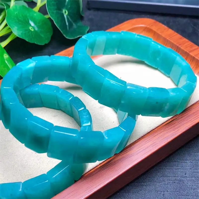 Natural Amazonite Bracelet Hand Platoon Bangle Crystal Healing Stone Fashion Gemstone Jewelry Gift 1pcs   9-13MM