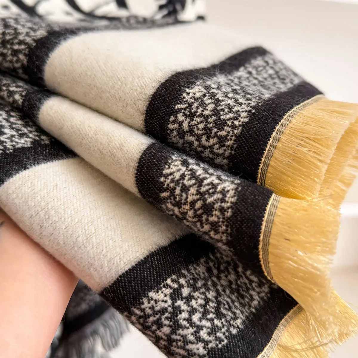 Luksusowa chustka imitująca kaszmir szal damski projekt ciepły pashmina koc szale damskie szale grube foulard bufanda 2025