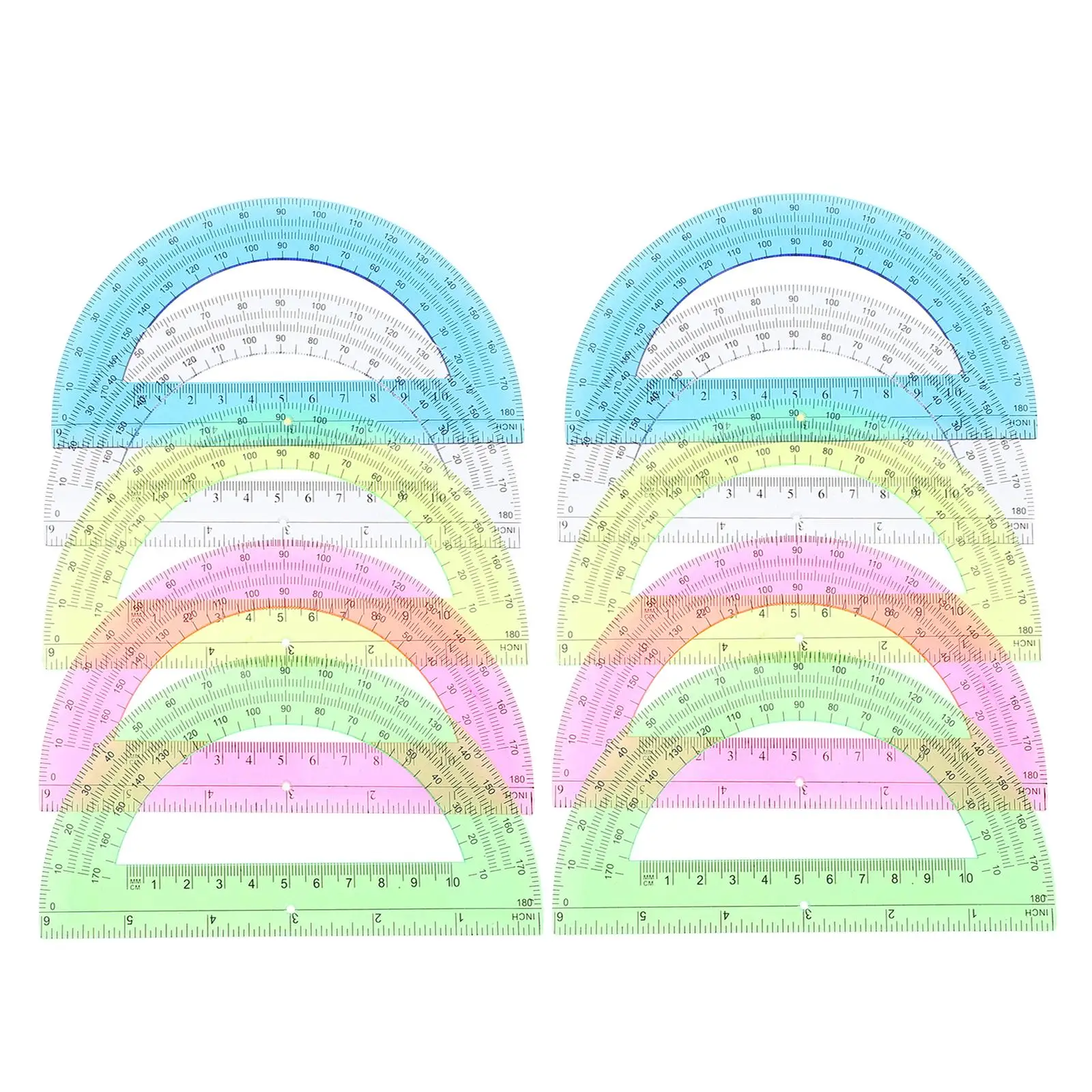 12 Pcs Circle Protractor High School Supplies Base Ruler Angle Compass for Geometry