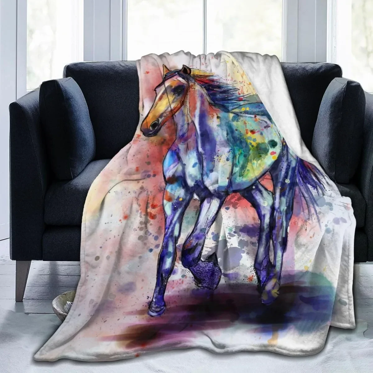 Horse Blanket Gifts for Girls Boys Soft Throw Blanket Travel for Outdoor Couch Sofa Birthday Gifts for Women Men Kids