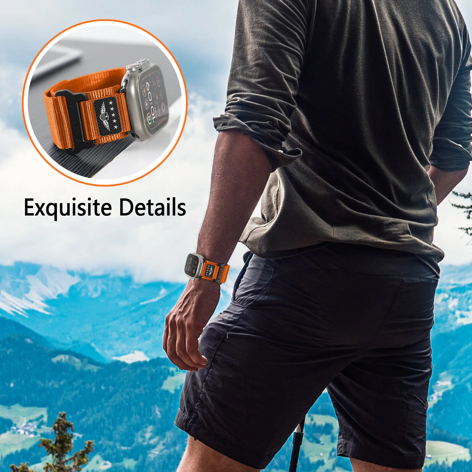 Sportarmband für Apple Watch Ultra 2 Band 49 mm 45 mm 44 mm 42 mm Zubehör Leder Nylonarmband Correa Serie 9 7 6 5 4 8 SE