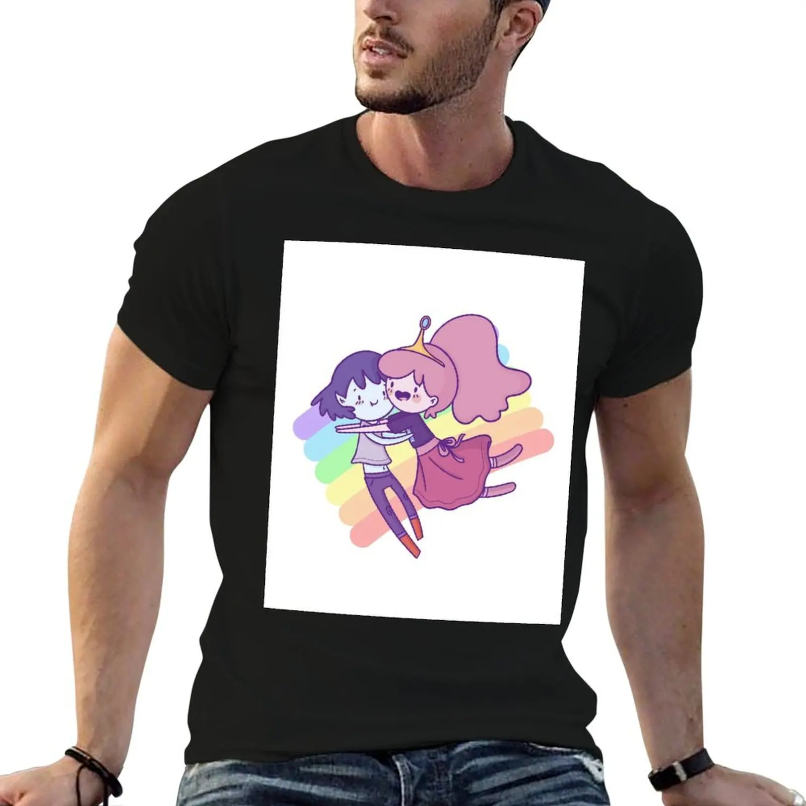 

Bubblegum and Marceline rainbow T-Shirt man t shirt summer printed t shirts for man T-Shirt