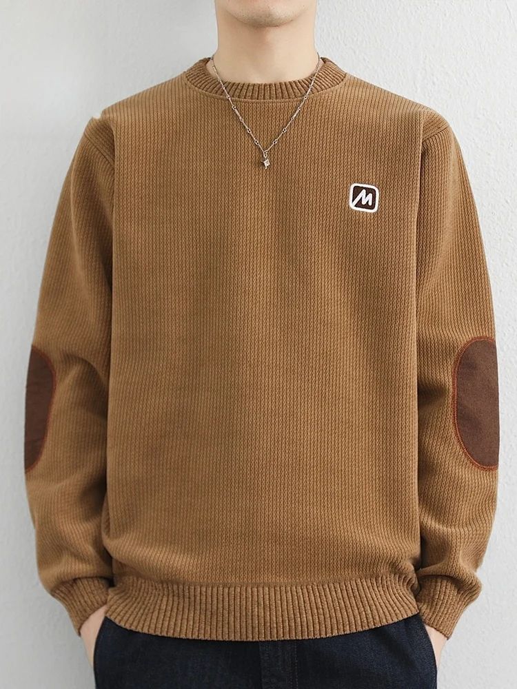 

Мужская утепленная толстовка из флиса с круглым вырезом, повседневная, с длинным рукавом, зимняя новинка, полиэстер