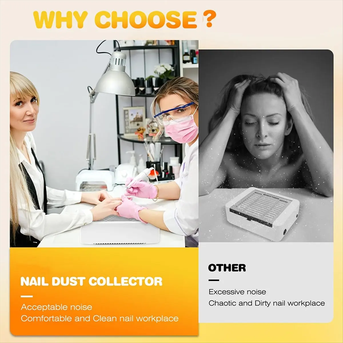 Nails Dust Collector Machine Powerful Dust Collector Nails Tech Vacuum Fan Extractor Manicure Pedicure Tool US Plug