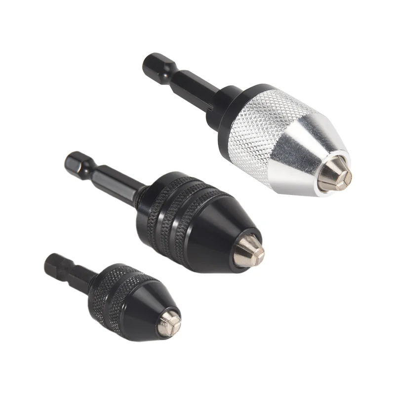 【Flash Sale】3 Buah Mata Bor Impact Konverter Adaptor Perubahan Cepat Chuck Bor Tanpa Kunci Batang Hex 1/4 Inci, Aksesori Alat Listrik