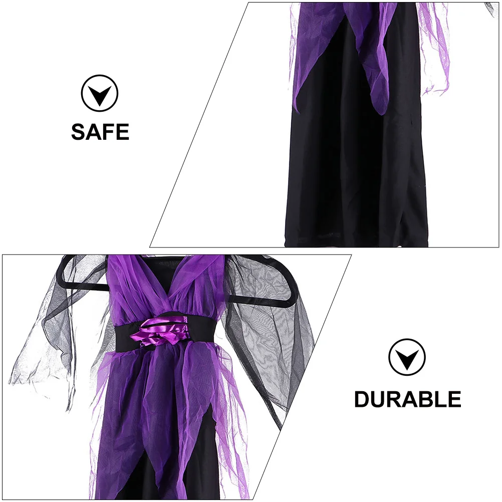 

1Set Kids Halloween Witch Role Play Costume Lightweight Dress Durable Material Girls Cosplay Suit Party Clothes for Children