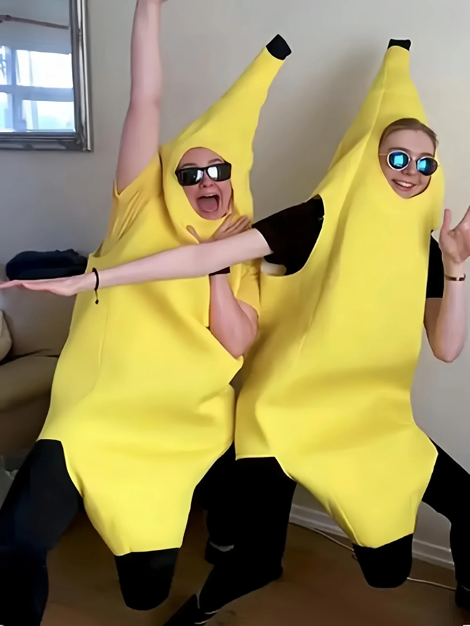 Adult Kids Unisex Funny Big Banana Cosplay Costume Suit Yellow Jumpsuit Halloween Fruit Fancy Party Festival Dance Dress Costume view 2