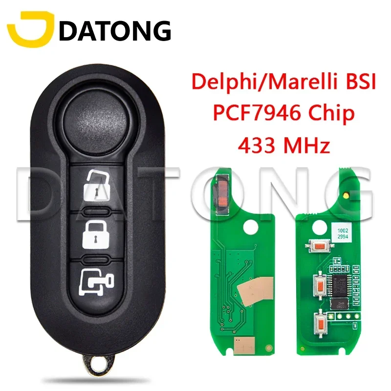 World Car Remote Key Datong For Fiat 500L MPV Ducato Bravo PCF7946 433.92 ASK Mhz Auto Smart Replace Flip  With Original PCB