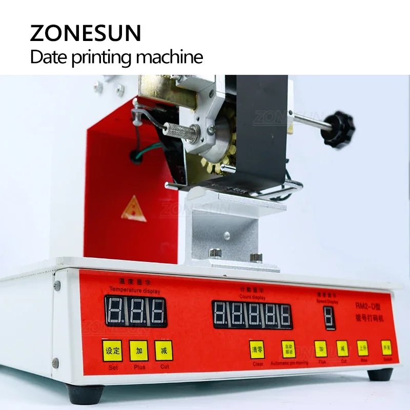 ZONESUN Rolling Ribbon Dialing Date Printing Machine หมายเลขเปลี่ยนรหัสหมดอายุวันที่เครื่องพิมพ์ดิจิตอล