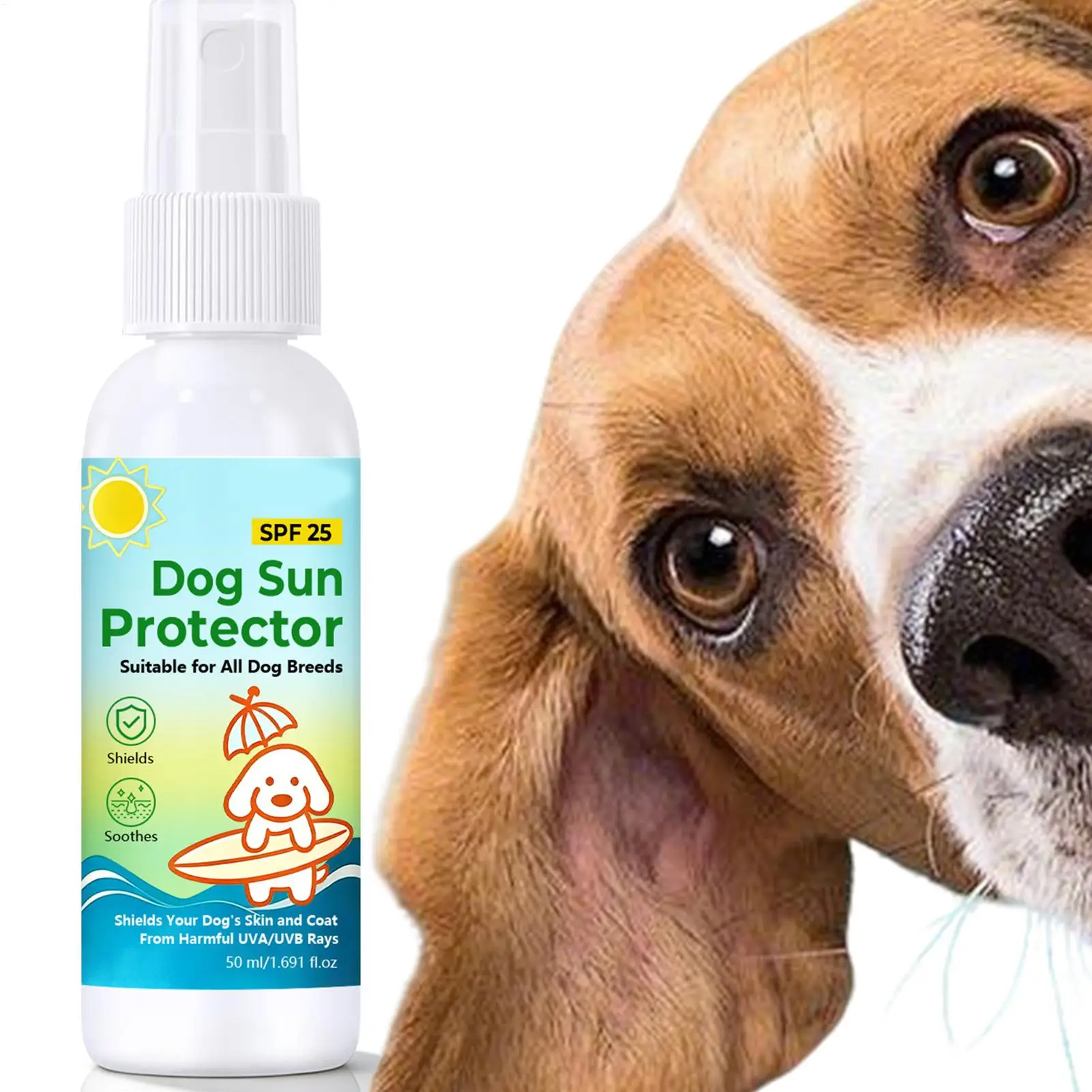 50ml Dog Sunscreen Spray SPF 25 UV Defense Body Sun Protection for Outdoor Beach Camping Hiking Park Backyard Travel