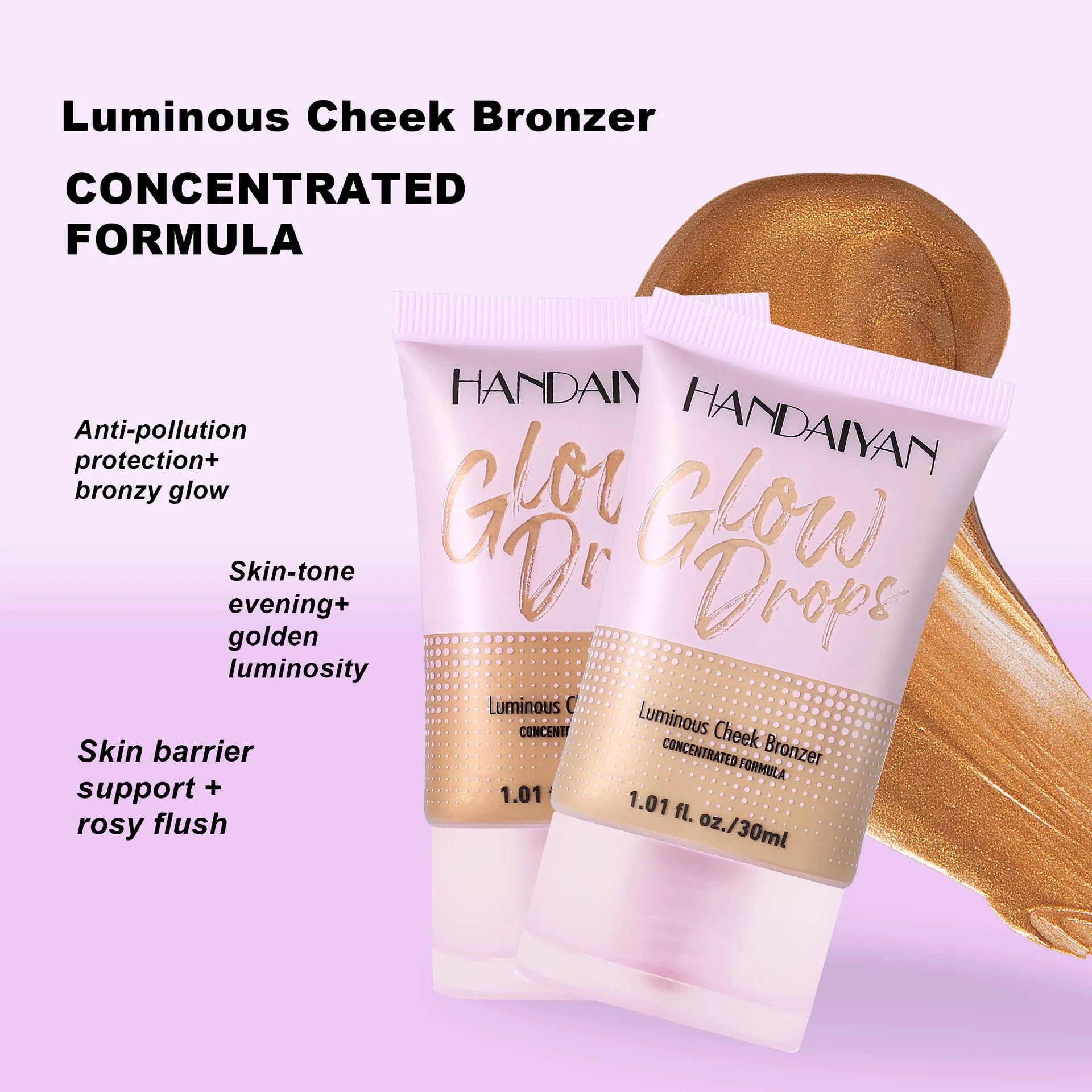 Sun Kissed Instant Bronzing Liquid Self Tanning Drops Golden Shimmer Foundation for Wheat Dark Skin Long Lasting Makeup