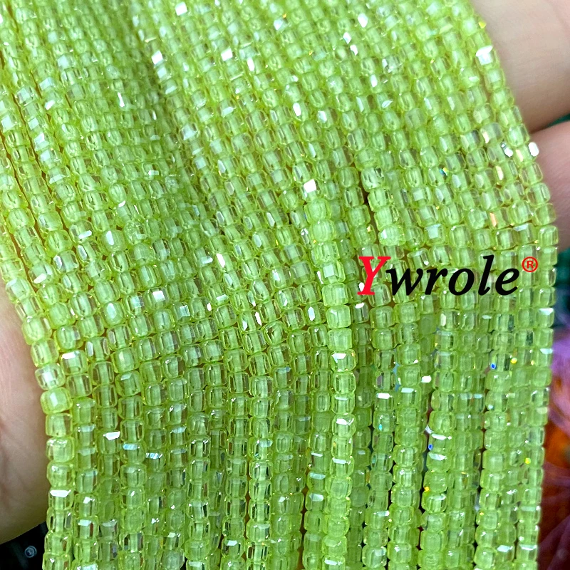 2-2.5mm Cube Olivine Green Zircon Natural Stone Loose Square Spacer Beads for Jewelry Making Diy Bracelet Earrings Accessories