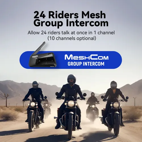 Imagen 2 del producto LEXIN-MeshCom intercomunicador para motocicleta, sistema de comunicación de malla, intercomunicador de Audio paralelo, 24 conductores