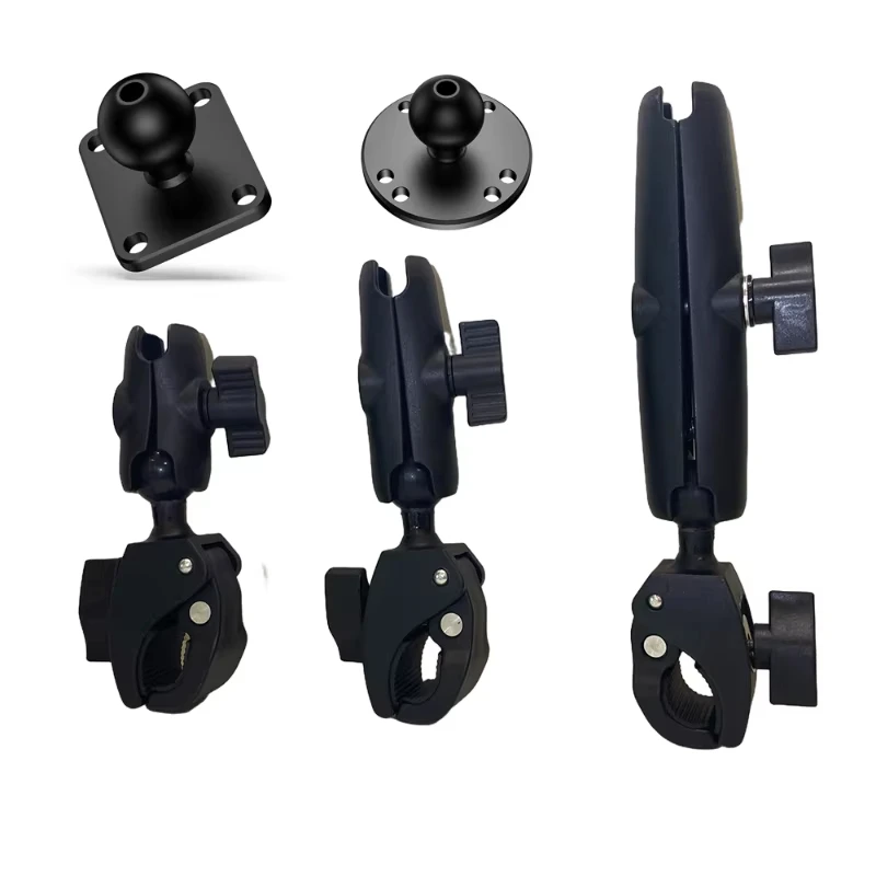 Tough-Claw Mount with Double Socket Arm and Round AMPS Base Adapter for 1 Inch Motorcycle Mount Gadgets Extension Arm
