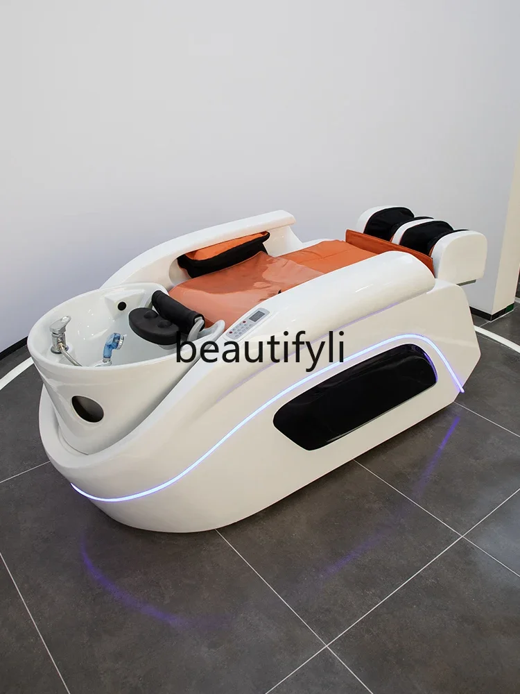 Automatic Intelligent Electric Massage Shampoo Bed Barber Shop Ceramic Basin Flush Bed Hair Salon