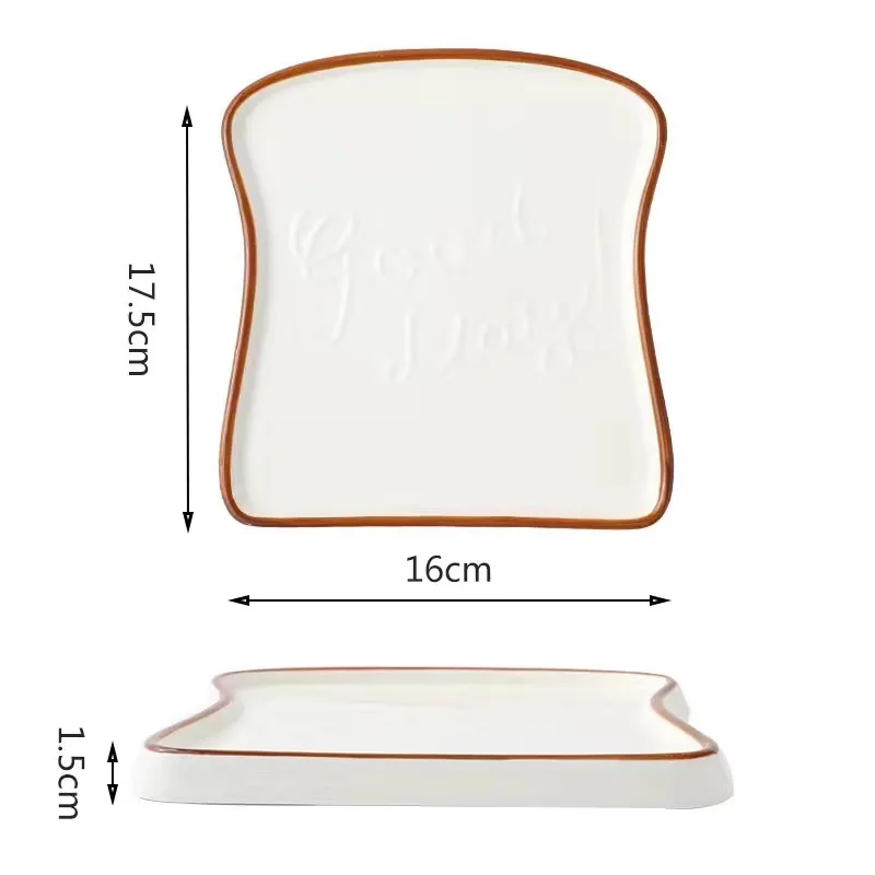 Japanese Ins Simple Toast Bread Plate Ceramic Creative Breakfast Tray Nordic Western Food Plates Cake Plate Dessert Prato